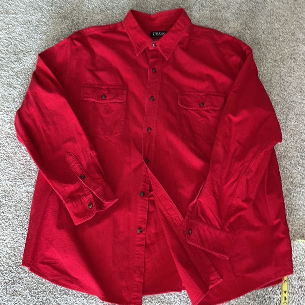 Chaps Mens Sunday Red Chamois Thick Cotton Double chest pocket work shirt 3XB - Picture 3 of 3